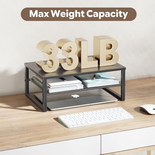 Ekisemio 2-Tier Computer Monitor Stand Riser, Desk Organizer for Monitor, Black - Image 6