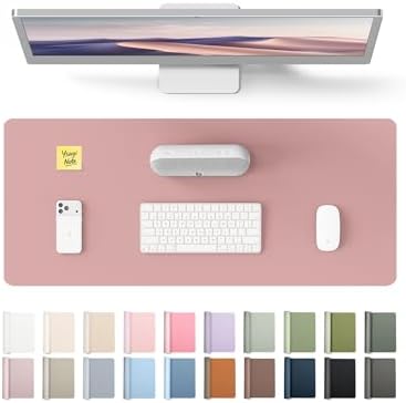 YSAGi Leather Desk Protector, Office Mat, Large Mouse Mat, Non-Slip PU Leather Blotter, Laptop Desk Pad, Waterproof Writing Pad for Office and Home (Pale Mauve, 23.6" x 13.8") by YSAGi