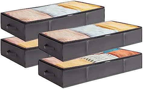 Lifewit 75L 4 Pack Under Bed Storage Container, Blanket Organizer, Gray by Lifewit