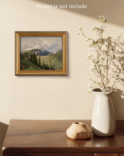 Nature Landscape Vintage Wall Art for Home Decor, Mountain View Canvas Wall Art, Farmhouse Muted Spring Summer Paintings Art Picture Aesthetic for Bedroom Bathroom Living Room Office Decor (8" x 10"-UNFRAMED) - Image 5