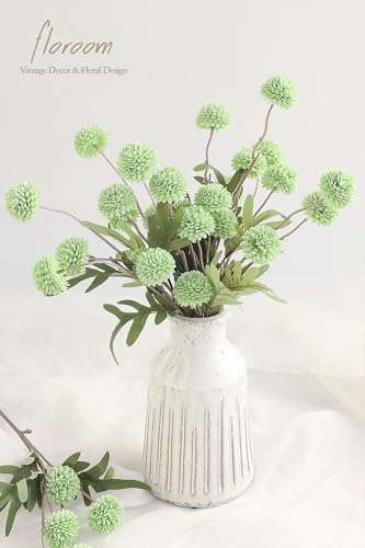 Floroom 5pcs Elf Green Faux Silk Mums Artificial Flowers, Bulk Fake Small Mini Chrysanthemums with Stems for DIY Sage Green Wedding Centerpieces Floral Arrangements Vase Fillers Home Decorations - Image 2