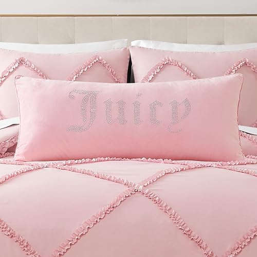 Juicy Couture Silver Rhinestone Decorative Pillow - Premium Throw Pillow - Living Room and Bedroom Décor - Hannah 16" x 36", Light Pink Velvet by Unknown