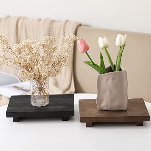 Bathroom Tray Wood Riser Kitchen Decor Soap Holder, 9" x 6" Black - Image 6