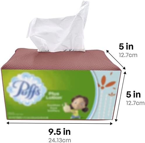 Carrotez Tissue Box Cover, [Refined] Modern PU Leather Rectangular Tissue Box Holder - Decorative Holder/Organizer for Bathroom Vanity Countertop, Night Stands, Office Desk 9.5"X5"X5" - Dry Rose - Image 5