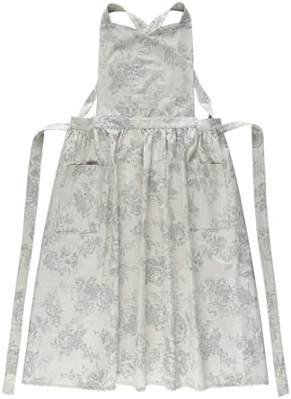 Floral Cotton Waterproof Adult Kitchen Apron Adjustable Cooking Baking Garden Chef Apron with Pocket by TXLFRO