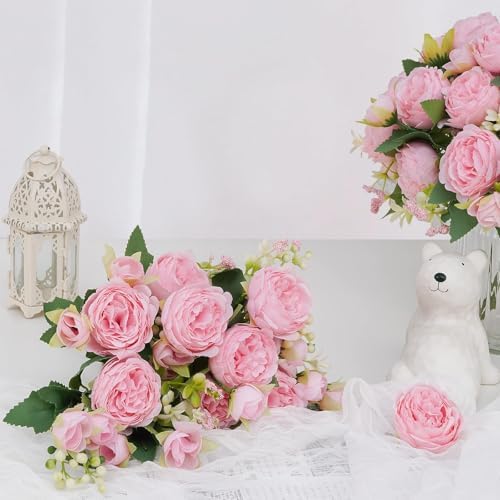 8 Packs Peonies Artificial Flowers, Light Pink Silk Artificial Peonies - Image 6