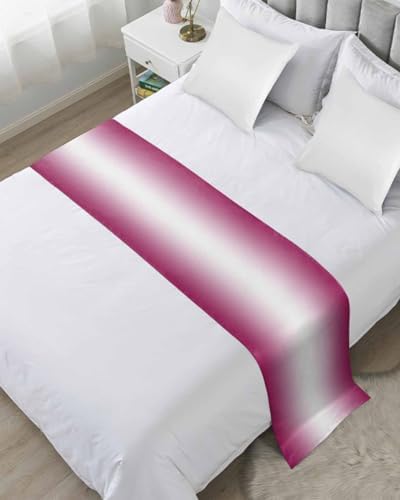 DecorLovee Rose Red Ombre Bed Runners for Twin Size Bed, Modern Abstract Decorative Bed Throws for Foot of Bed, Pink White Gradient Bed Runner Sofa Throw Bedding Scarf Protector Slipcover for Bedroom by DecorLovee