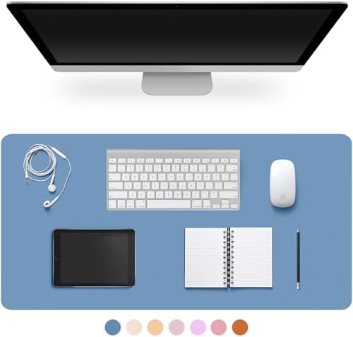 Leather Desk Pad Protector,Non-Slip Desk Pad(Sea Blue, 23.6" x 13.7") by CADONO