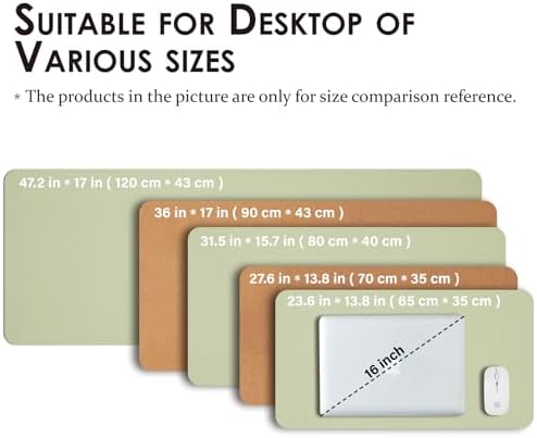 Cork Desk Mat - Dual-Sided Desk Pad for Office and Home - Desk Organization and Accessories - Ideal for Large Mouse Pad and Desk Mats on Top of Desks(Light Green,36"x 17") - Image 5
