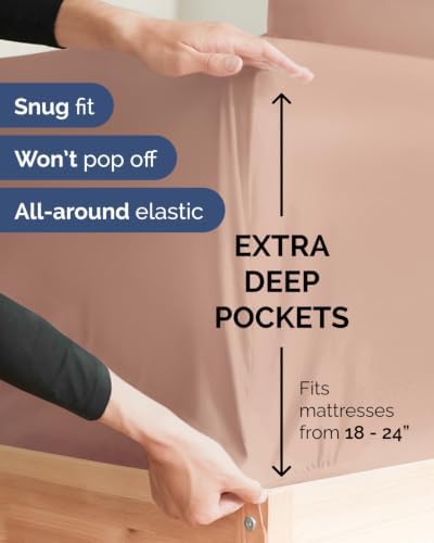 CGK Linens 2 Pack Extra Deep Twin Fitted Sheets - Mauve - Image 2