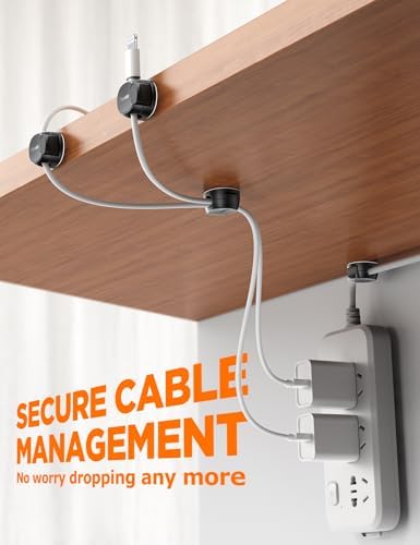 16Pack Cord Organizer [Dual Spring & Clasp, Max Secure] Cable Clips - Chfeila Cord Holder, Desk Cable Management, Adhesive Phone Charging Wire Holder for Nightstand/Car/Wall, Office Accessory - Black - Image 5