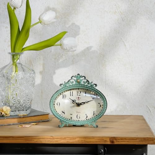 NIKKY HOME Table Clock, French Country Style Vintage Room Decor - Image 2