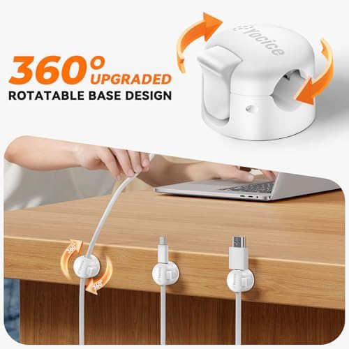 12 Pack Spring Cable Clips,Cord Organizer with Clasp Lock Desk Cable Management Cord Holder Adhesive Phone Charger Cord Clips for Home Office Car Wall Nightstand Accessories White - Image 4