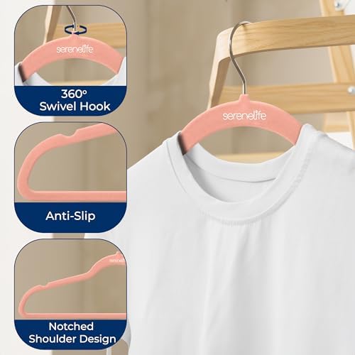 SereneLife Velvet Hangers – 100 Pack, Slim & Space Saving for Closets - Image 5
