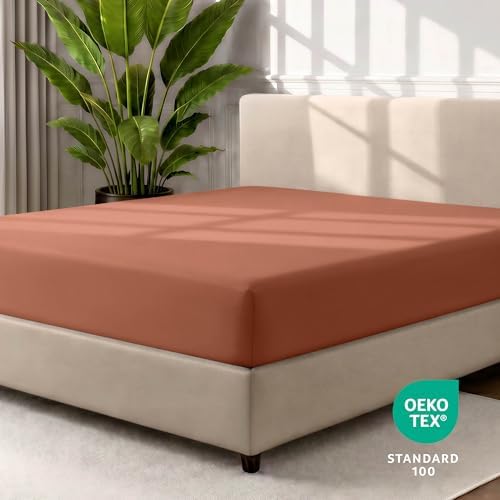 Bare Home King Fitted Sheet - 1800 Ultra-Soft (King, Terracotta) - Image 4