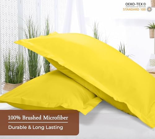 Royale Linens Microfiber King Size Pillow Shams Set of 2 - Yellow Shams - Image 4
