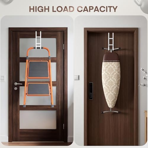 FYY 2 Packs Over The Door Hooks, Heavy Duty Door Hanger Hook, No Drill Wall Hooks for Hanging Coat, Towel, Bag in Bathroom, Closet Fits Most Doors Up to 1-7/8" Thickness （7.87",White） - Image 5