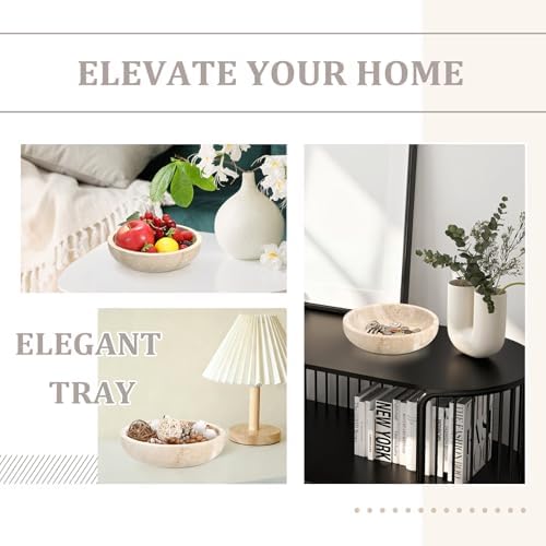 Hipiwe 7.9" Round Key Bowl for Entryway Natural Travertine Stone Tray - Image 4