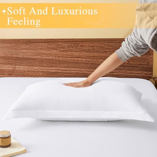 Standard Pillow Shams Set of 2 White Pillow Shams Soft Microfiber Pillow Covers with Envelope Closure, Fade, Wrinkle and Shrink Resistant Bed Pillow Cases, 20 × 26 Inches - Image 5