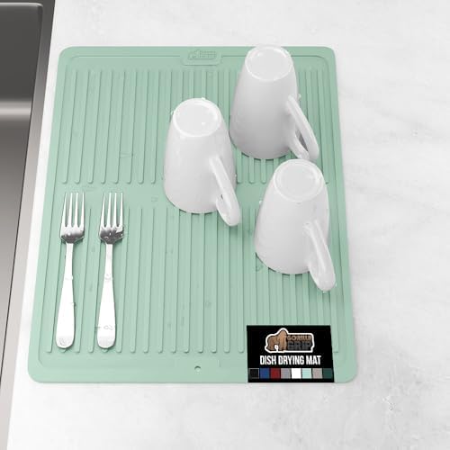 GORILLA GRIP Patented BPA-Free Silicone Dish Drying Mat, 16x12, Mint by GorillaGrip