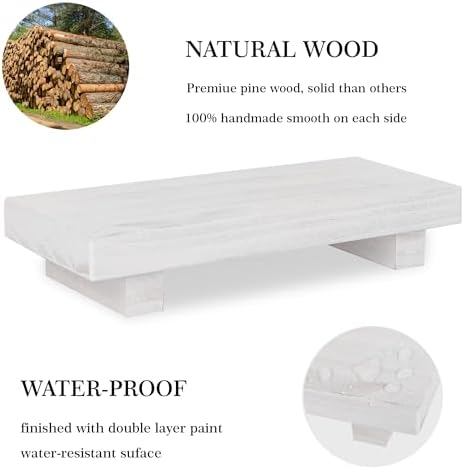 Bathroom Counter Organizer Wood Pedestal Stand Farmhouse Decorative Tray Soap Holder for Kitchen Decor, Small, White - Image 5
