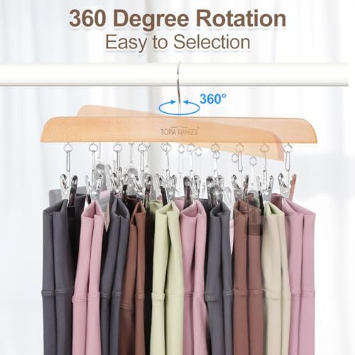 TOPIA HANGER 2 Pack Bra with Leggings Wooden Space Saving Hangers Natural - Image 4