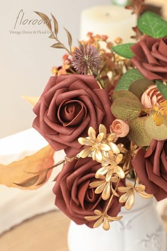 Floroom Artificial Flowers 25pcs Real Looking Terracotta Foam Fake Roses with Stems for DIY Wedding Bouquets Bridal Shower Centerpieces Floral Arrangements Party Tables Home Decorations - Image 3