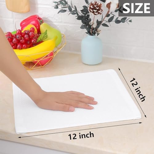 Homaxy 100% Cotton Waffle Weave Kitchen Dish Cloths 8-Pack, White - Image 5