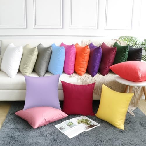 Thmyo 4-Pack 100% Cotton Solid Decorative Throw Pillow Case 22x22inch Beige - Image 4