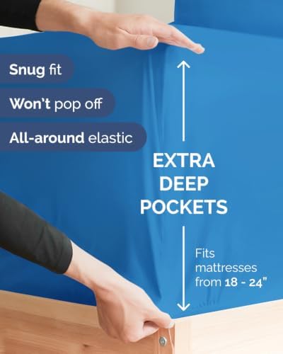 CGK Linens 2 Pack Extra Deep Twin Fitted Sheets - Royal Blue - Image 2