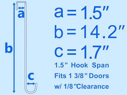Single Extra Long Over Door Steel Hooks 4 Pack Fit 1-3/8" Door 14.2" White - Image 2