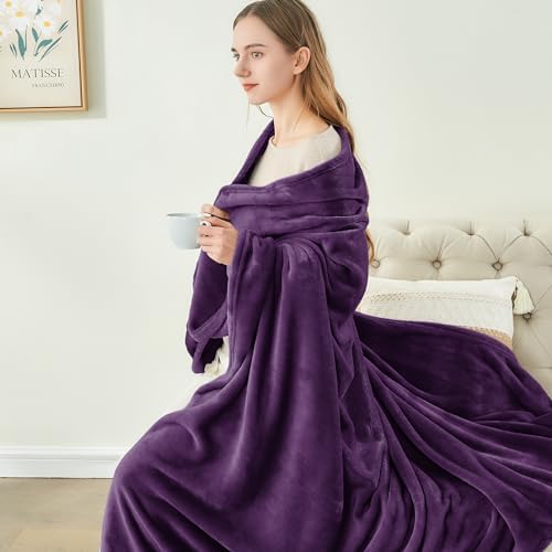 BEDELITE Fleece Blanket Soft Plush Throw for Couch Purple 50"x60" - Image 4
