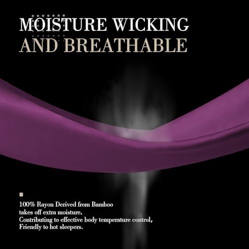 WishSmile Cooling Queen Pillowcases Set of 2 Breathable Cool Silky Soft Rayon Derived from Bamboo Fabric, Moisture Wicking for Hot Sleepers, Hair and Skin Friendly, Dark Purple, 2 Pack, 20x30IN - Image 5