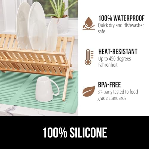 GORILLA GRIP Patented BPA-Free Silicone Dish Drying Mat, 16x12, Mint - Image 4