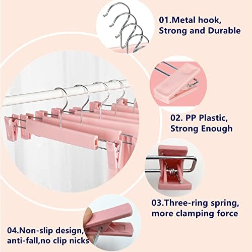 Pants Hangers with Clips, Skirt Hangers, 10 Pack, Pink - Image 4