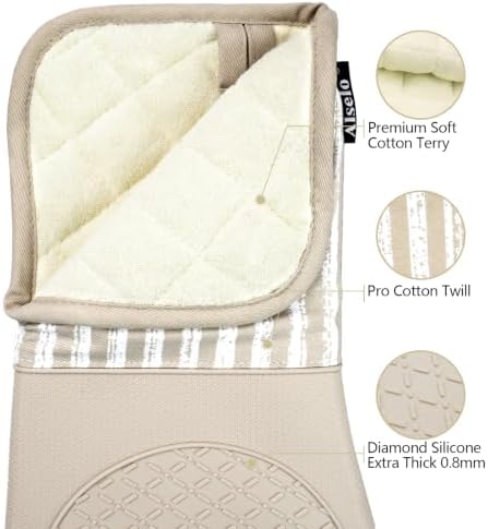 Alselo Silicone Oven Mitts Heat Resistant 932℉ with Waterproof & Non-Slip - Image 3