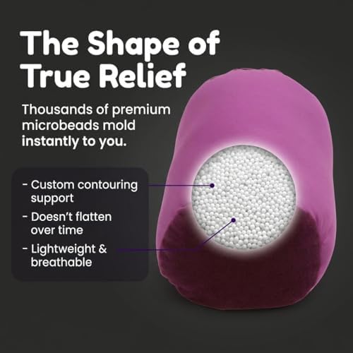 Deluxe Comfort Mooshi Squish Microbead Bed Pillow, 14" x 7" - Airy Squishy Soft Microbeads - Eighteen Fun Bubbly Colors To Choose From - Cuddly And Fun Dormroom Accessory - Bed Pillow, Purple - Image 2