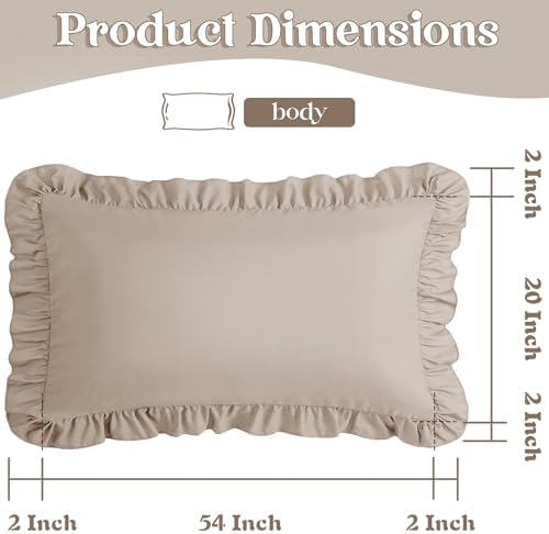 KKJIAF Ruffle Body Pillow Cases Set of 1, Khaki - Image 3