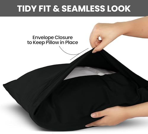 Pillow Covers King Size Set of 12, Soft and Comfy Pillow Cases, Black - Image 3