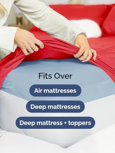 CGK Extra Deep King Single Fitted Sheet Only - Red - Image 6