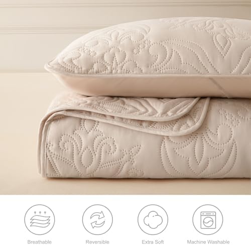 Whale Flotilla Queen Quilt Bedding Set Vintage Damask Reversible Bedspread - Image 5