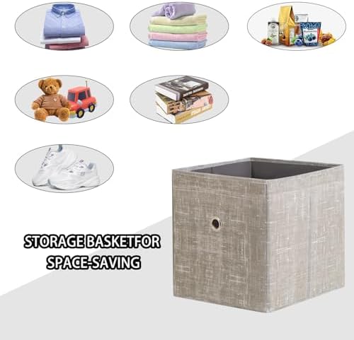 Foldable Storage Cubes Bins ,11 Inch Cloth Storage Cube Fabric Storage Box Cubes Organizer Baskets with Handles for Home Organizer Set of 6 (Cowboy Grey) - Image 3