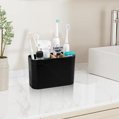 Toothbrush and Toothpaste Holder, 5 Slots, Black - Image 2