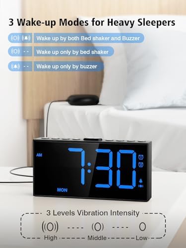 Vibrating Alarm Clock for Heavy Sleepers with Bed Shaker, 116dB Dual Alarms - Image 2