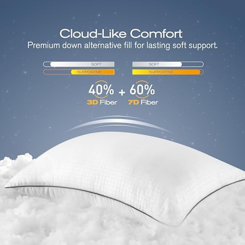 Pillows Standard Size Set of 4, Ultra Thick Down Alternative Bed Pillows,Cooling Hotel Quality Standard Pillow for Back, Stomach or Side Sleepers, Machine Washable(White,4 Pack) - Image 4