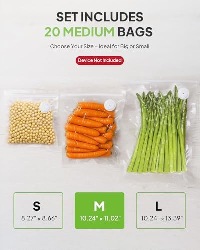 Reusable Vacuum Sealer Bags 20-Pack (Medium 10x11 in) - BPA-Free Double-Seal Leakproof | Compatible with TUITUITA & Major Sealers | Freezer/Microwave/Dishwasher Safe - Image 5