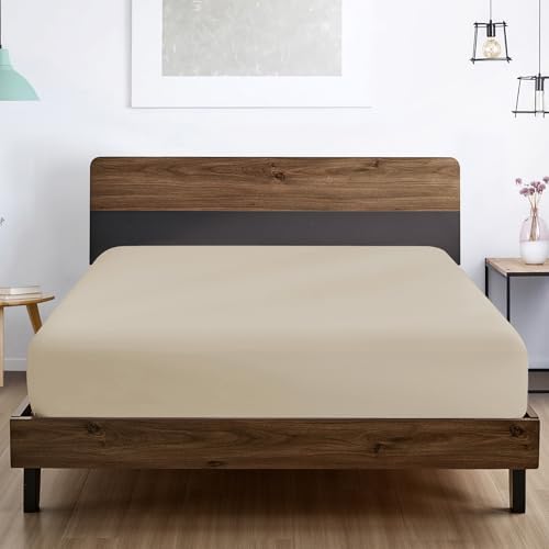 FreshCulture Full Fitted Sheet - Hotel Quality Fitted Sheet - Ultra Soft & Breathable - Brushed Microfiber - Deep Pocket - Cooling Fitted Sheets for Full Size Bed (Sand) - Image 5