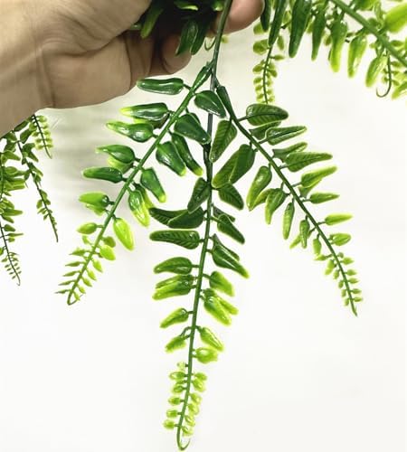 Artificial Boston Hanging Plants, Fake Ferns Ivy Plastic Plant Vine Faux Leaves UV Resistant Vines Greenery for Indoor Outdoor Bathroom Decor Office Garden Party Wedding DIY Decoration 4 Pack - Image 3