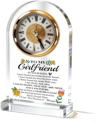 WKYAER Gifts for Girlfriend Acrylic Desk Clock, to My Girlfriend Love Keepsake, Sweet Relationship Quote Decor, Valentines Day Present, Home Bedroom Display, 4.3 x 7.8 in by WKYAER