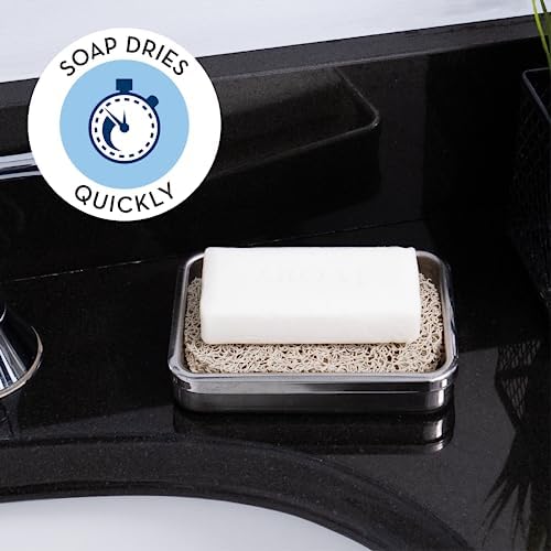 S&T INC. Soap Holder for Kitchen and Bathroom Soap Dish, Soap Saver for Hand Soap and Bar Soap, 8 Pack, 2.9 Inches by 4.4 Inches, Cream - Image 2
